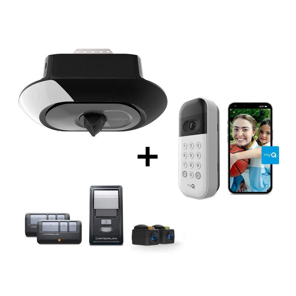 Chamberlain B4643T Secure View belt-drive smart garage door opener with camera installed by DPS Garage Doors in Toronto