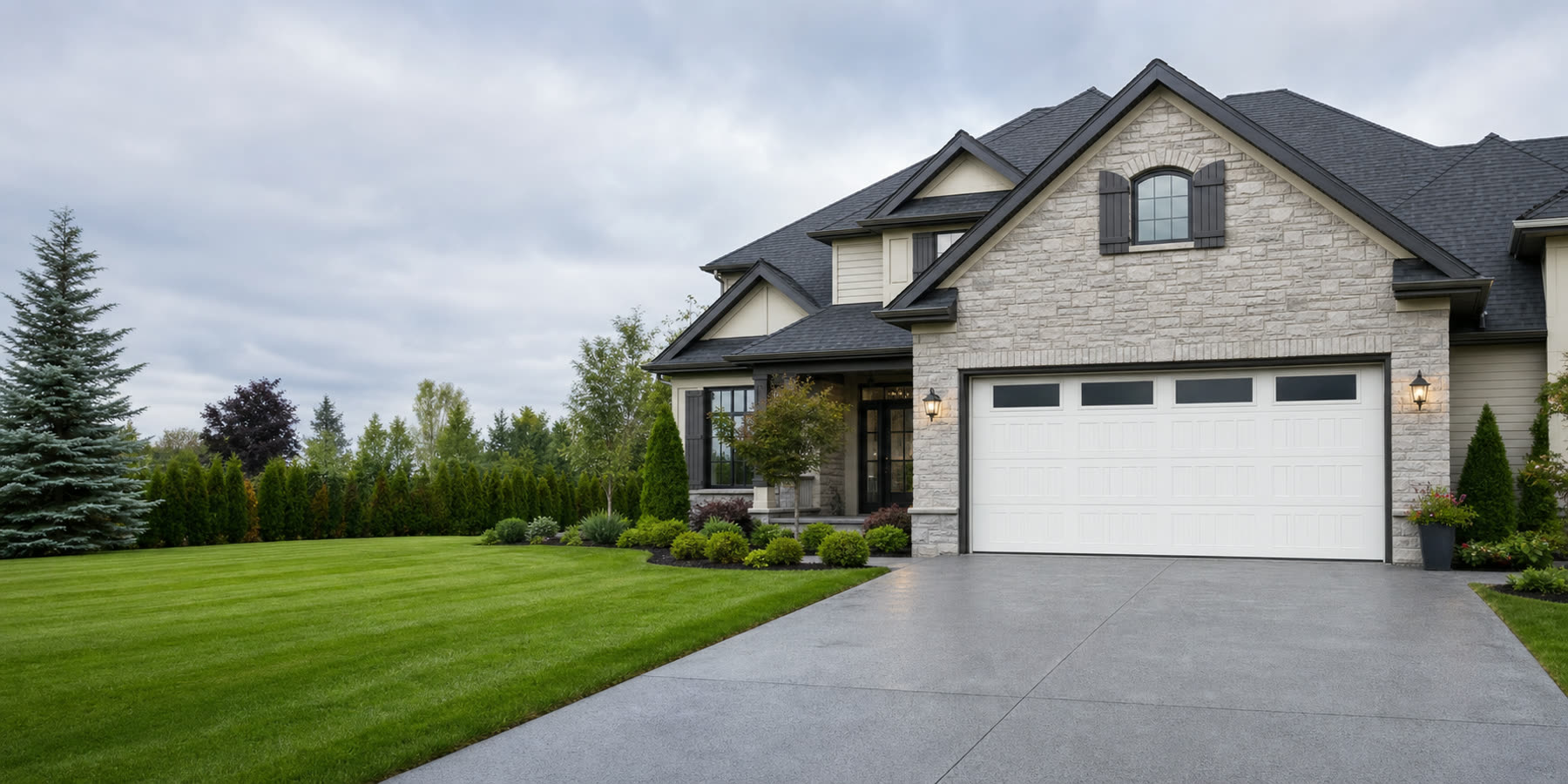 Suburban GTA home with a new insulated garage door installed by DPS Garage Doors